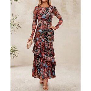 Women's Fall Floral Maxi Dress 01